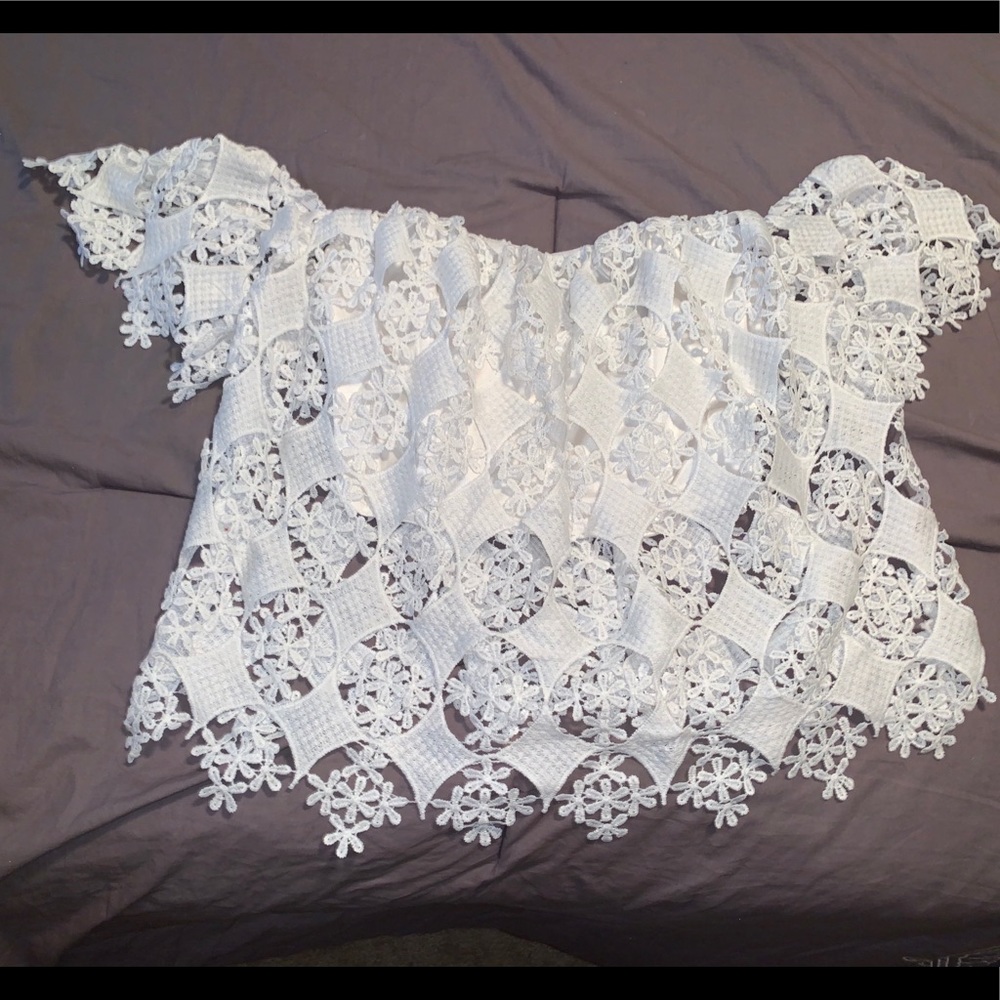 White lace crop top